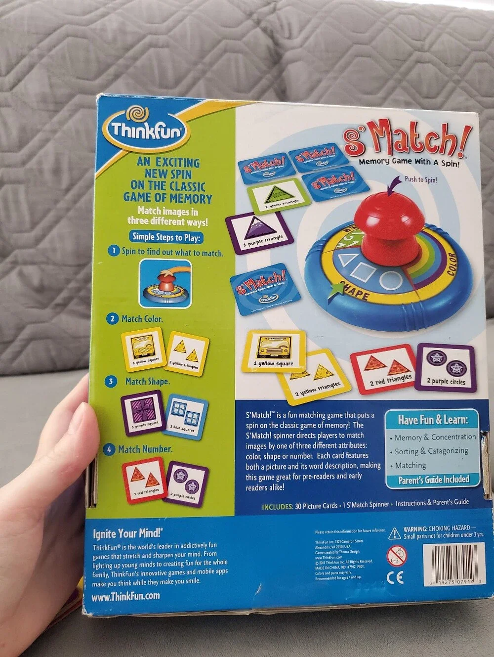 Thinkfun S'Match memory game with a spin